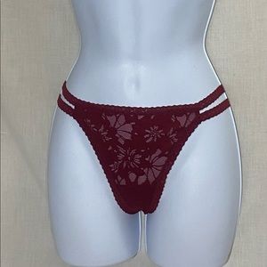 Victoria’s Secret PINK Maroon/Burgundy/Red Lacey Thong Panties